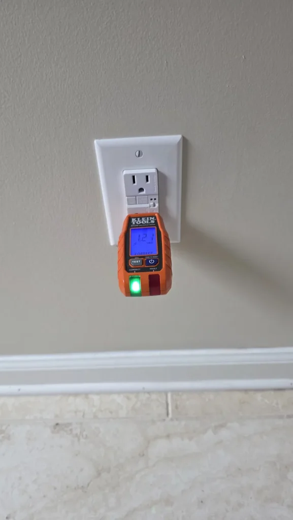 Circuit testing during a burning smell inspection by Shocking Electric Solutions in Newnan, GA