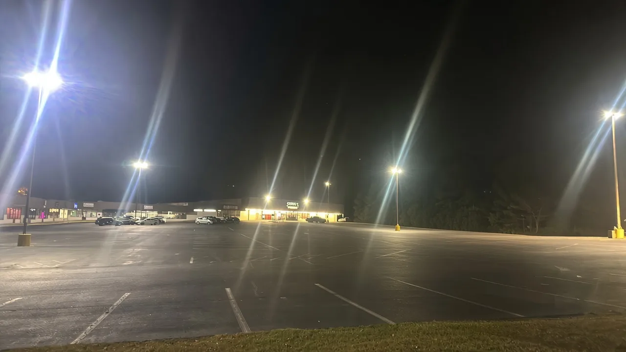 Parking lot lighting at night by Shocking Electric Solutions in Newnan, GA